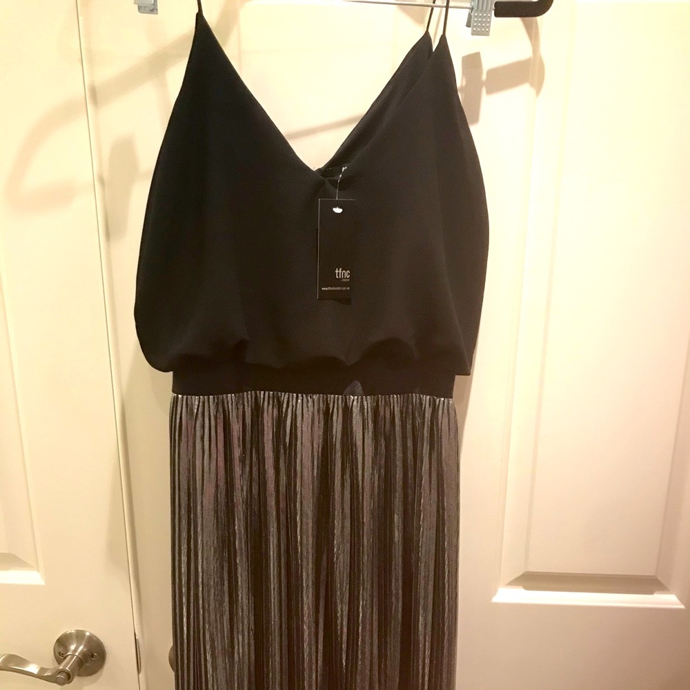 TFNC London metallic silver midi dress